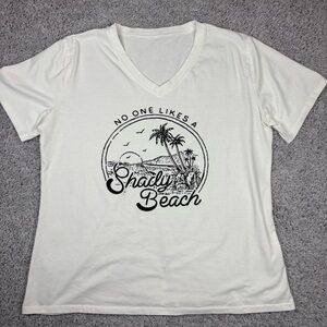 Graphic Tee Womens Extra Large No One Likes a Shady Beach Pun Funny Casual Joke